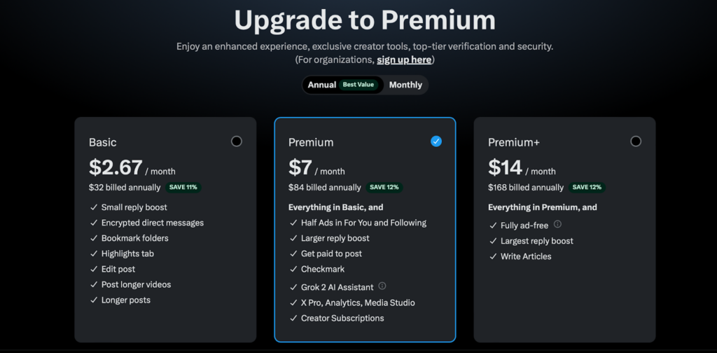 X Premium for advanced analytics