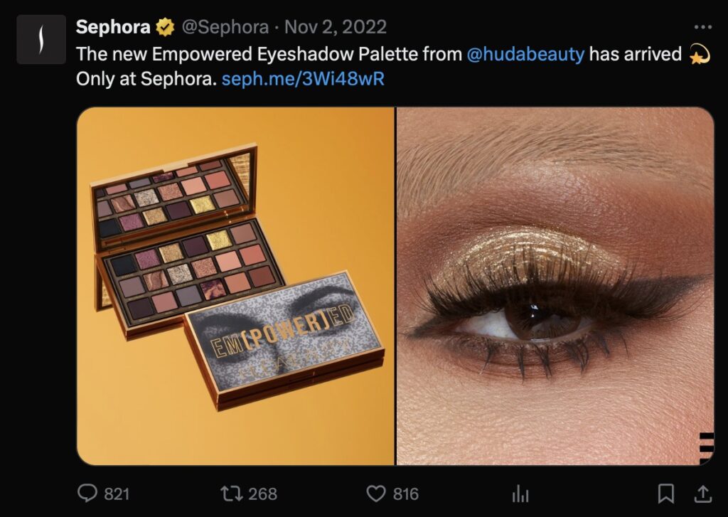 good tweet example by Sephora