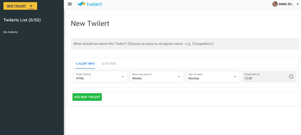 Twilert hashtag search tool