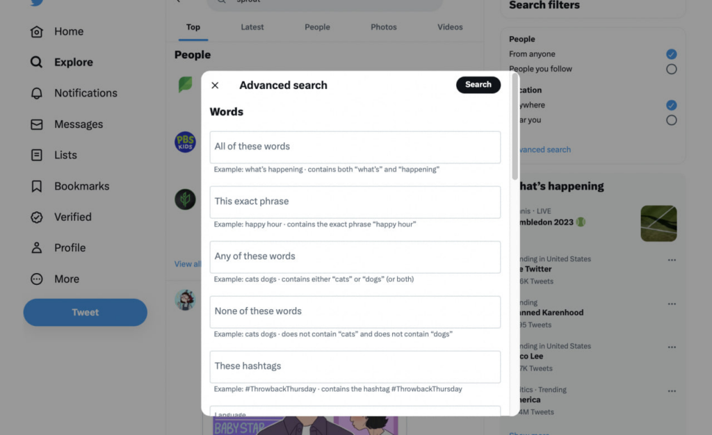 Twitter Advanced Search