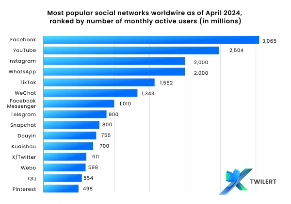 Statistics of social media popularity in 2024