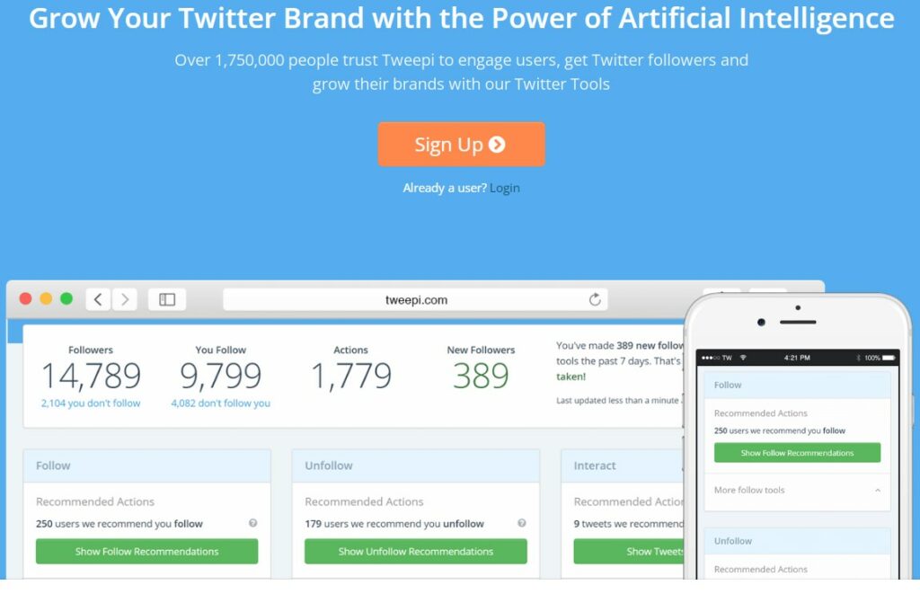 Tweepi Twitter Follower and Engagement Growth Tools